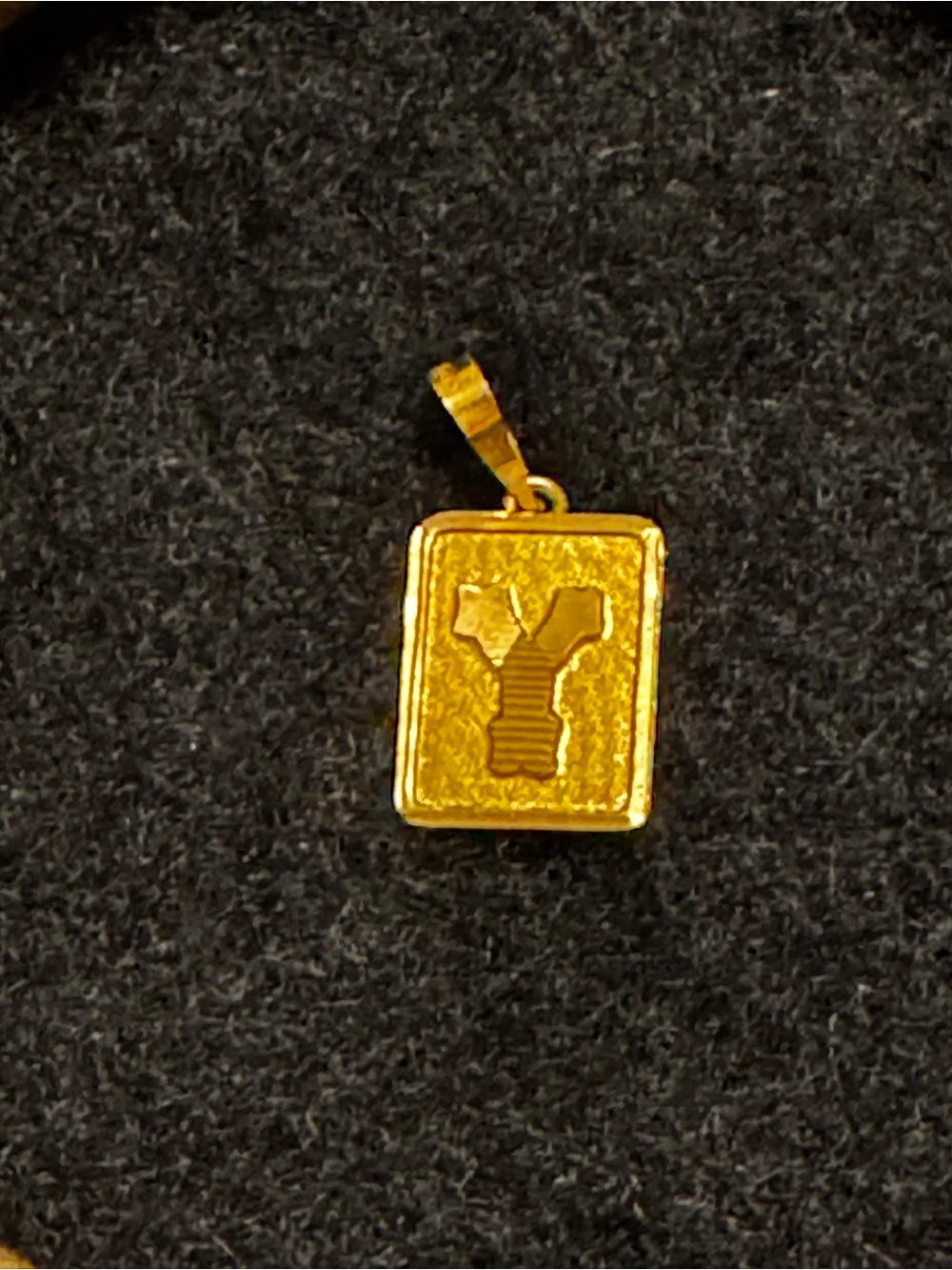 Y initial 22K Yellow Solid Gold Pendant. 1 gram. New!